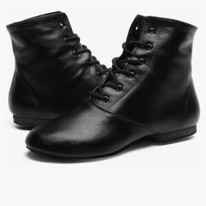 Bokimd Black Leather Lace-Up Jazz Dance Booties Women’s size 9.5